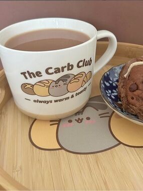 Pusheen White Ceramic Mug with Toasted Bread Cat Design